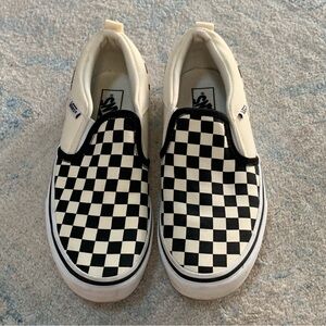Vans Kids Checkered Slip-On Sneakers - Black and Cream